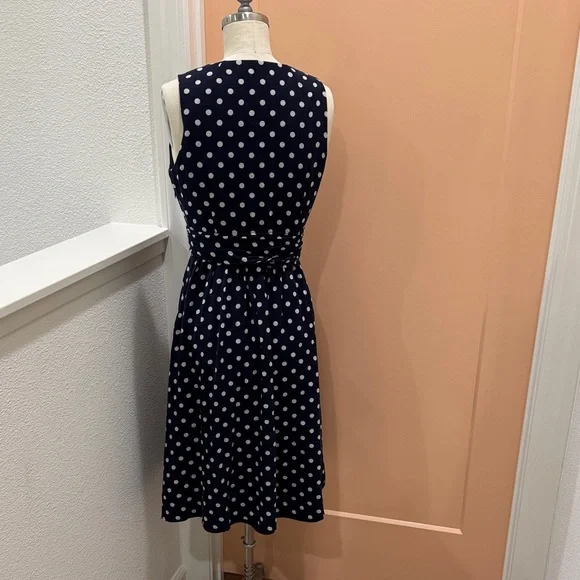 J. Crew Navy and White Polka Dot Midi Dress - Picture 5 of 6